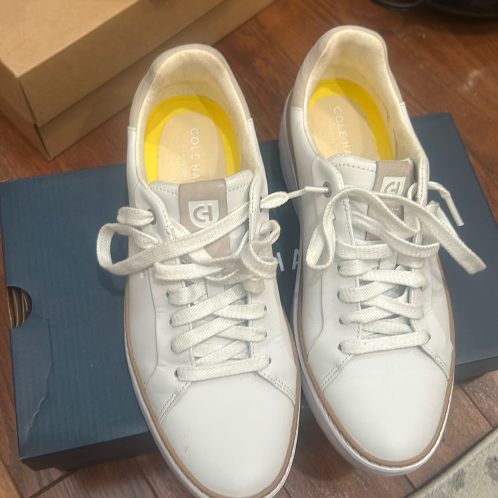 Cole Haan White Sneakers with Yellow Accents